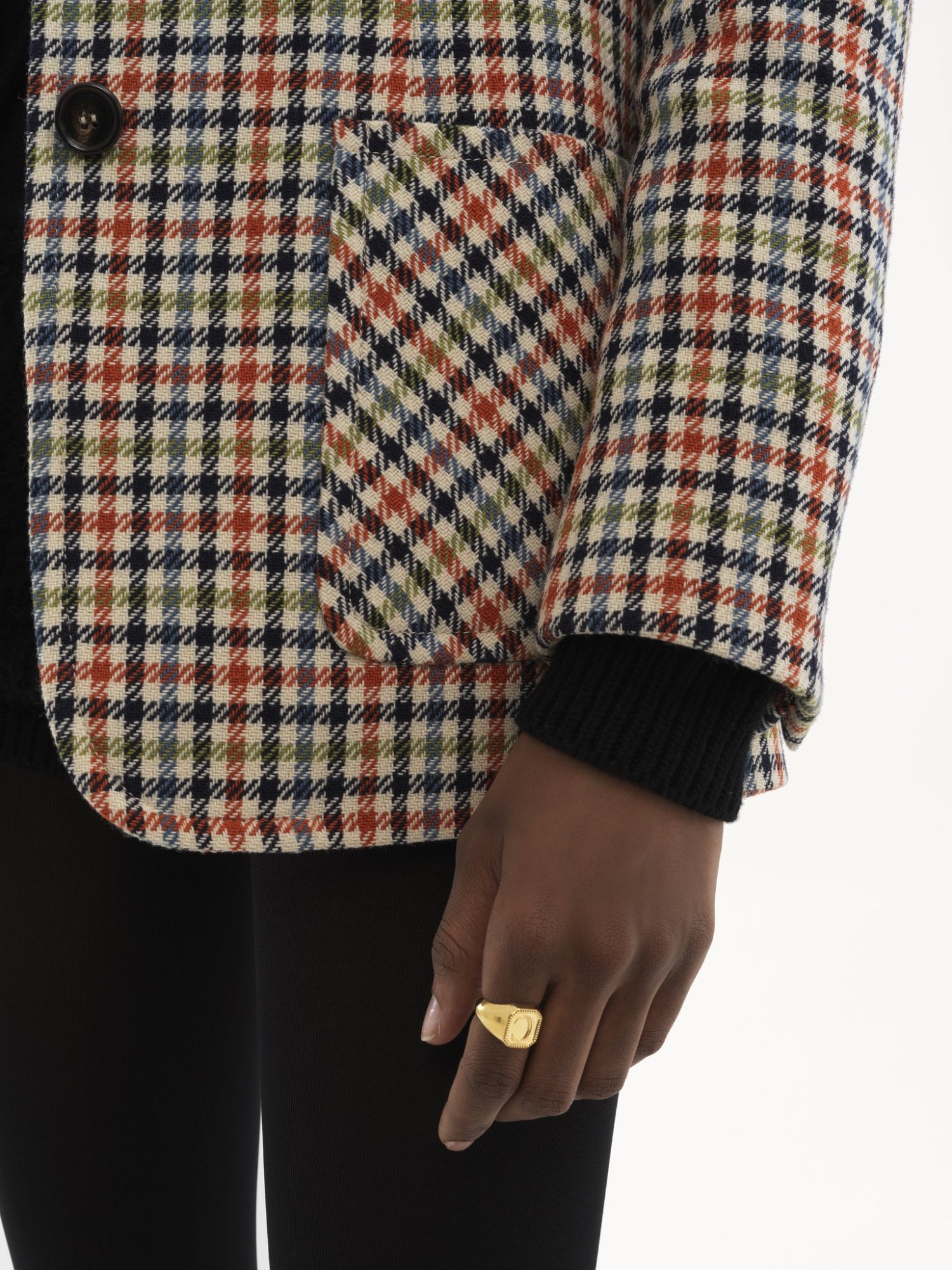 Chloé Chloe Checked Wool-blend Blazer In Neutral