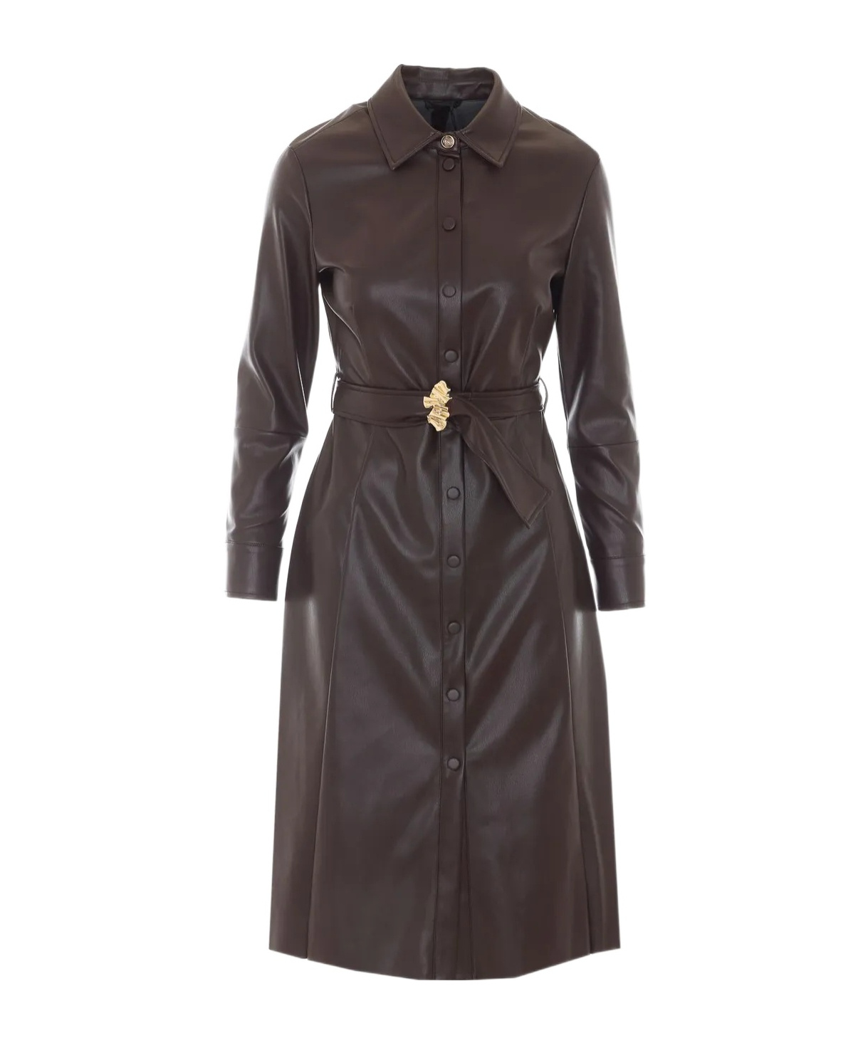Liu •jo Liu Jo Belted Faux Leather Coat In Brown