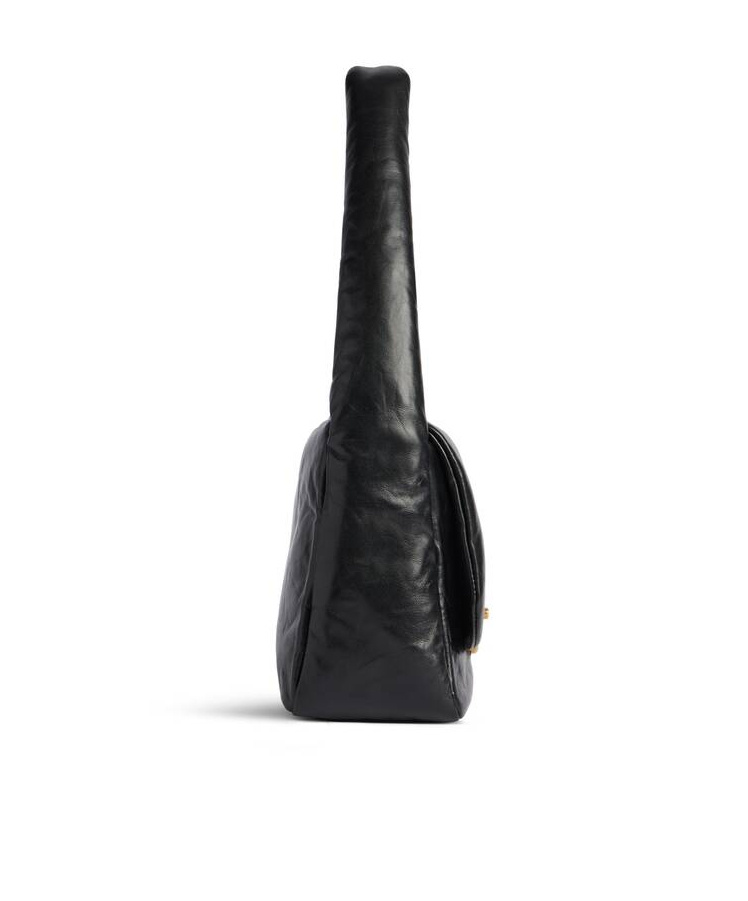 Balenciaga Black Nappa Leather Small Monaco Shoulder Bag In Black