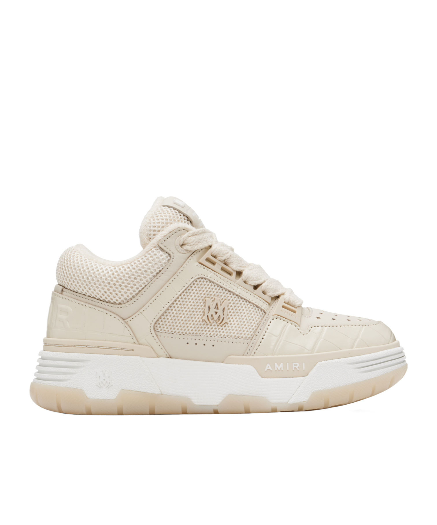 Amiri Beige Croc Debossed Ma-1 Sneakers In White