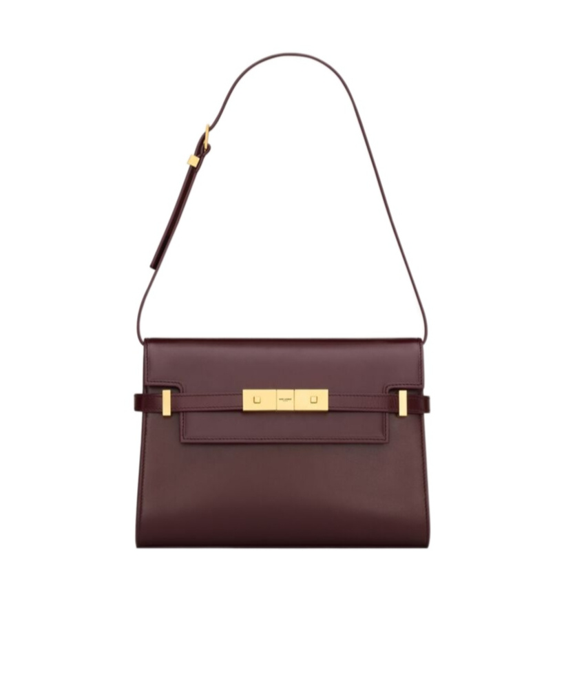 Saint Laurent Manhattan Small Shoulder Bag In Smooth Leather In Red