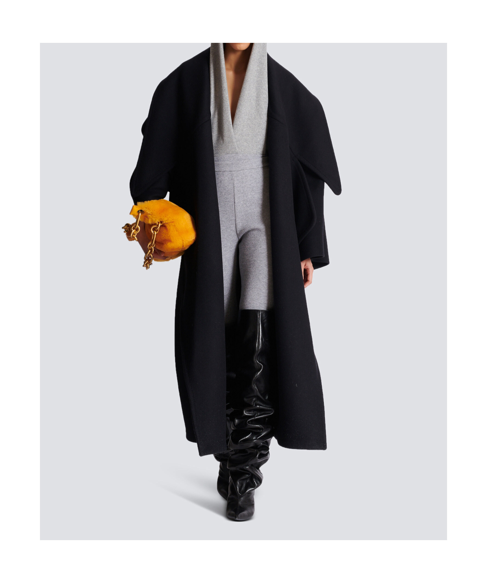 Balmain Wollmantel Mit Oversized-revers In Black