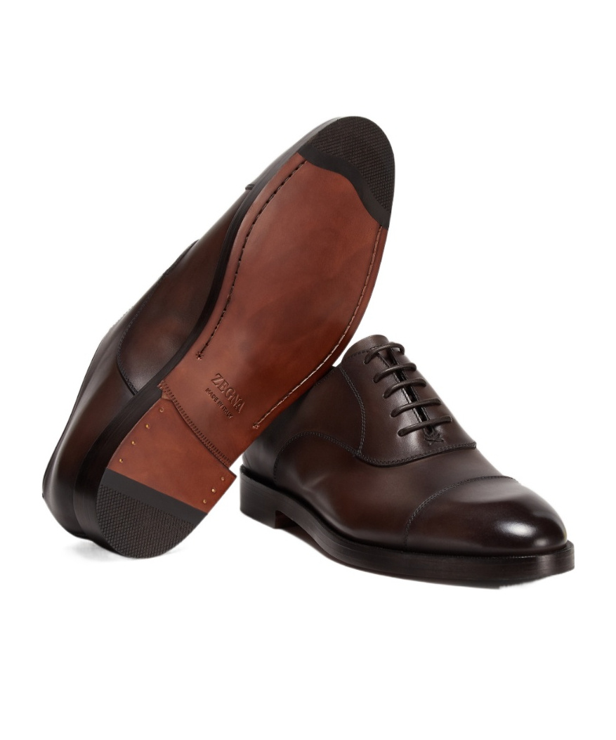 Zegna Torino Leather Oxford Shoes In Black