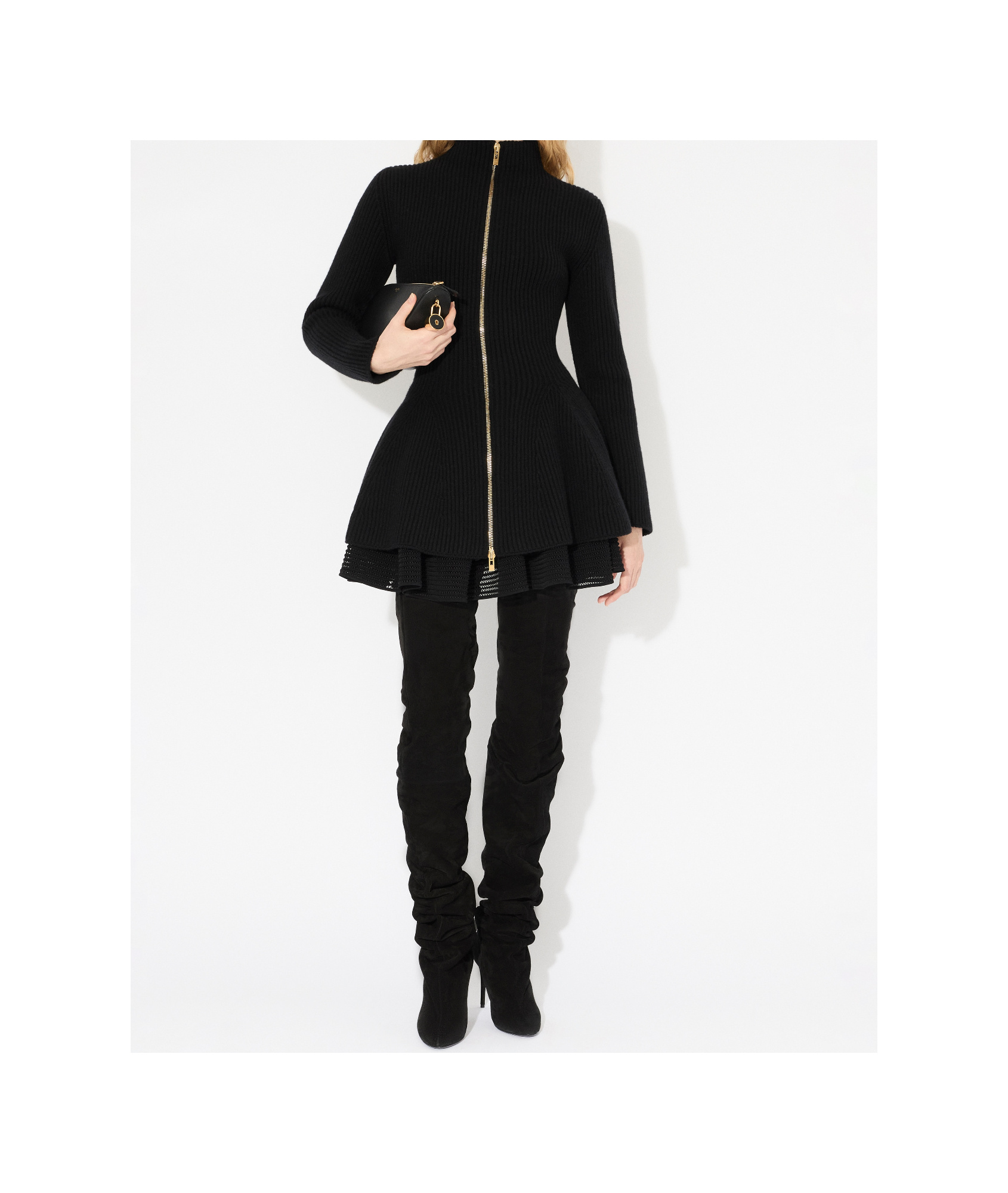 Alaïa Full Skirt With Pleated High Waist In Black