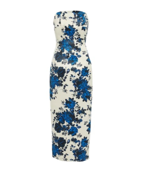 Emilia Wickstead Yulie Floral Taffeta Midi Dress In Blue