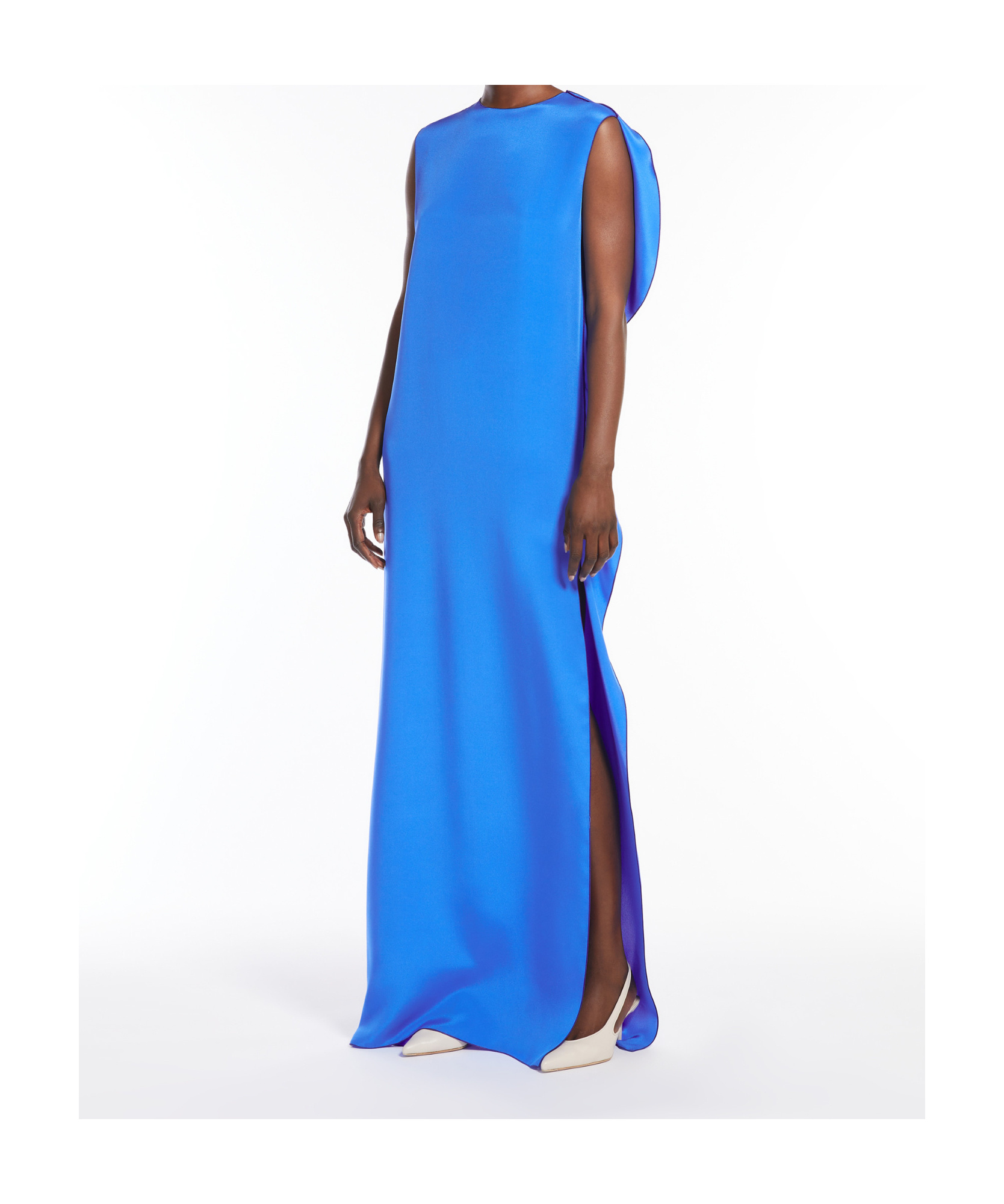 Max Mara Pianoforte Light Blue Flowy Silk Dress Women In Blue