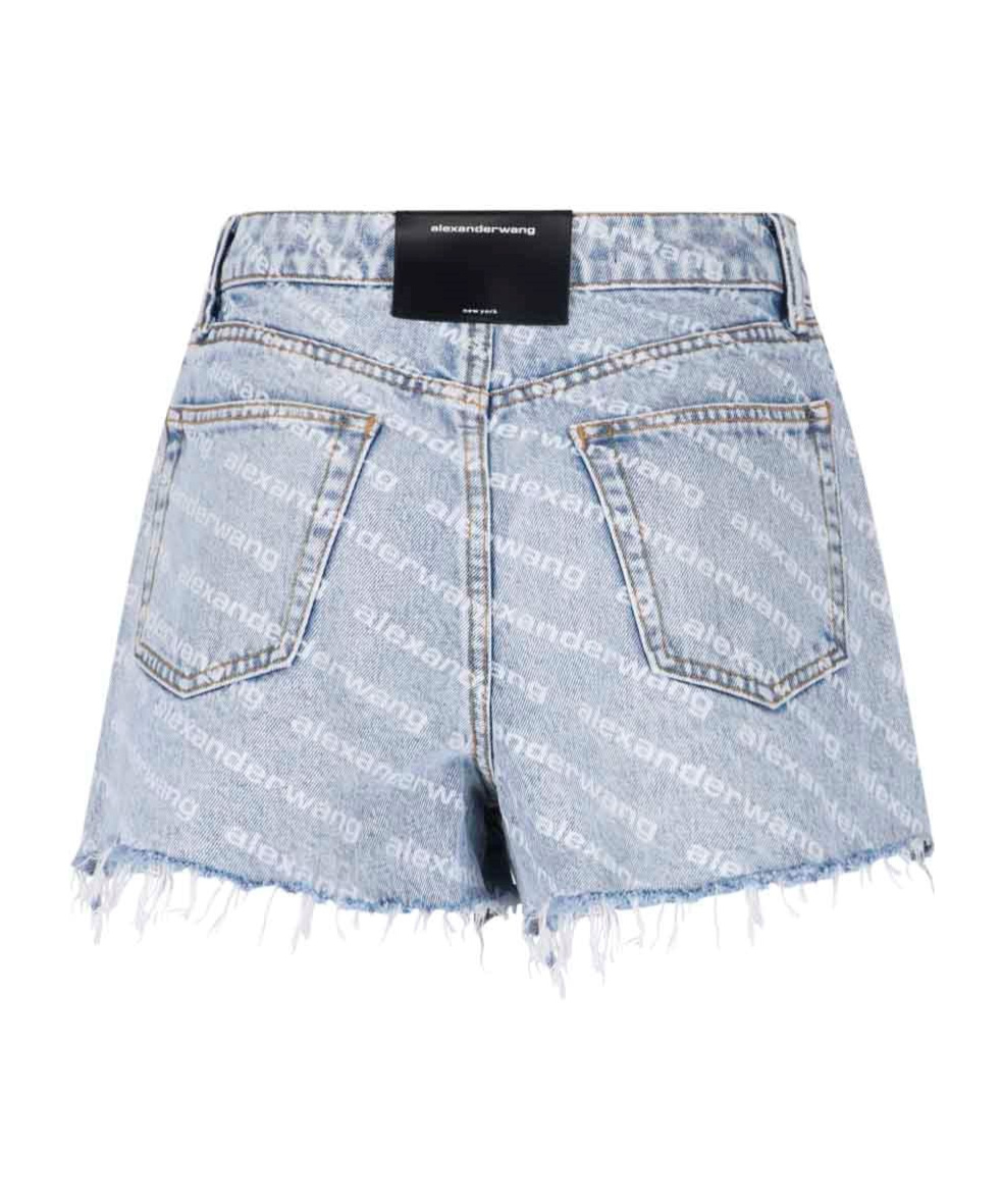 Alexander Wang Bite High-rise Cut-off Denim Shorts In Blue
