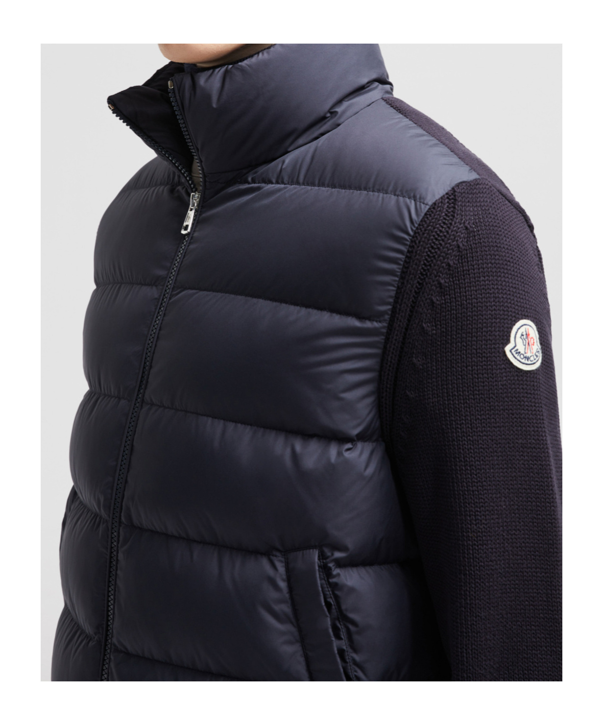 Moncler Cardigan En Coton Matelassé In Blue