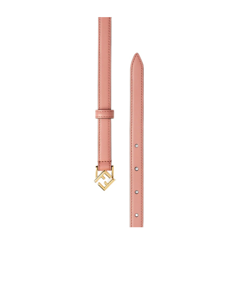 Fendi Adjustable Reversible Leather Belt With Ff Stud In Pink
