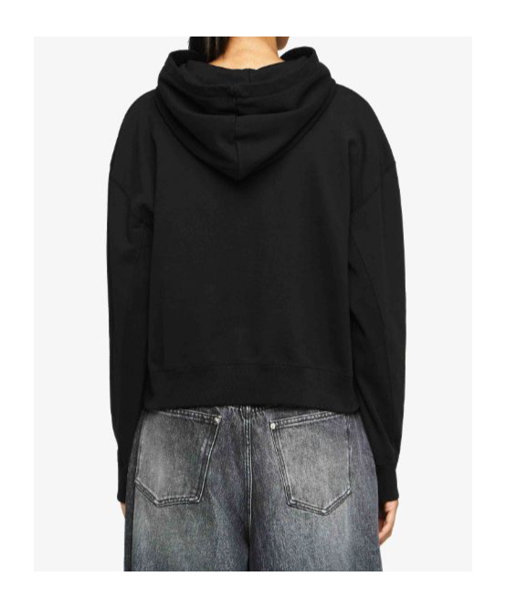 Jw Anderson J. W. Anderson Cropped Black Hoodie With Subtle Branding And Relaxed Fit In Black