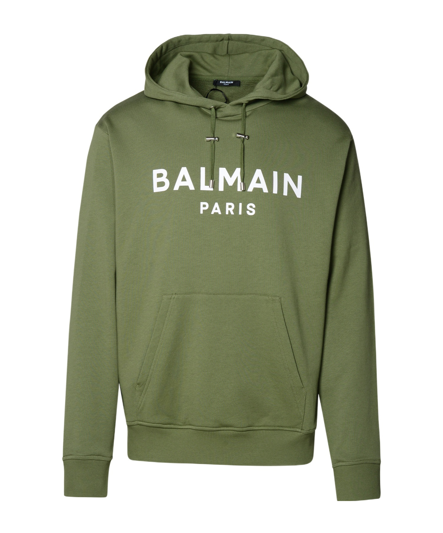 Balmain Logo-print Cotton Hoodie In Green
