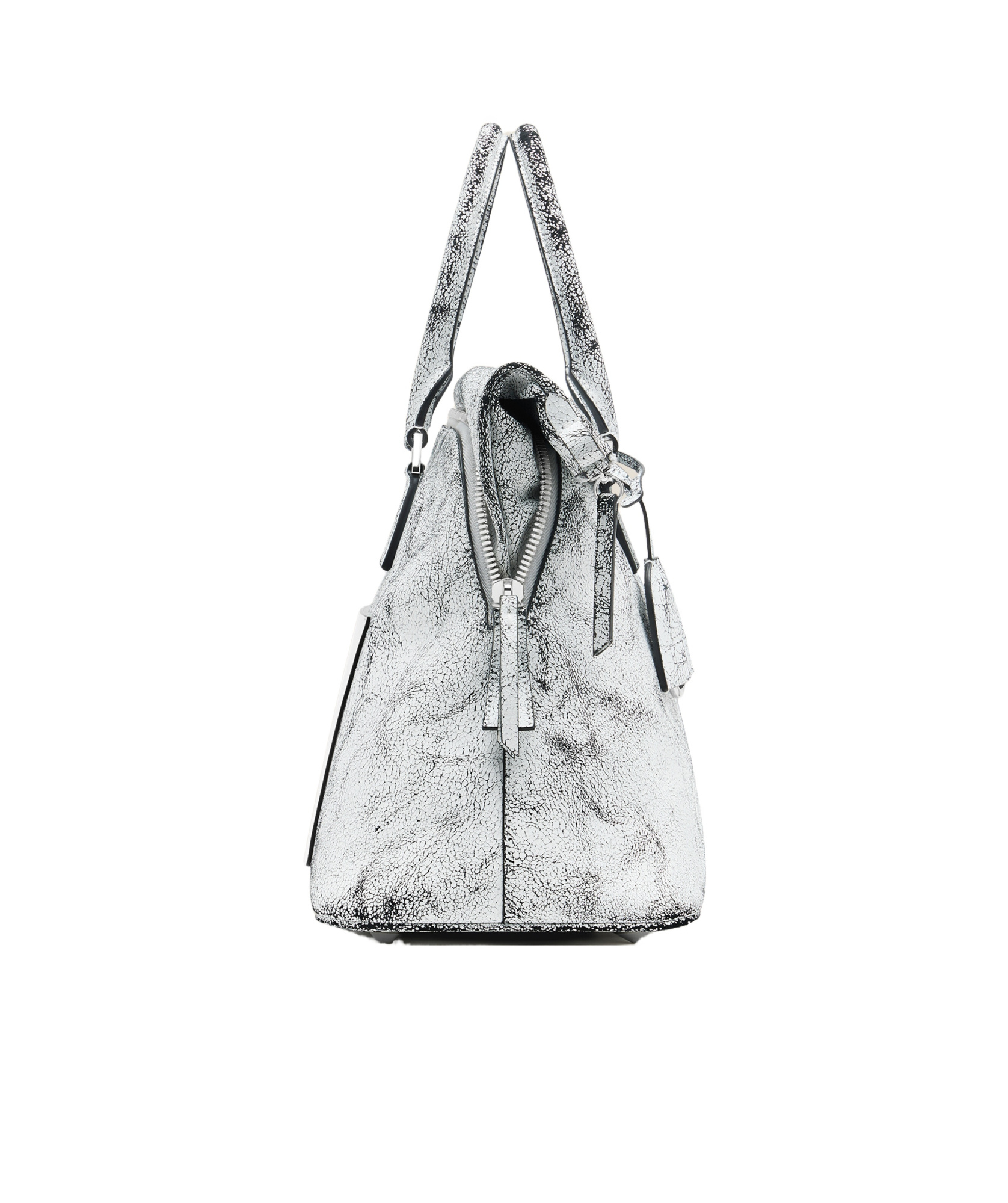 Maison Margiela Textured Leather Shoulder Bag With Top Handles In White