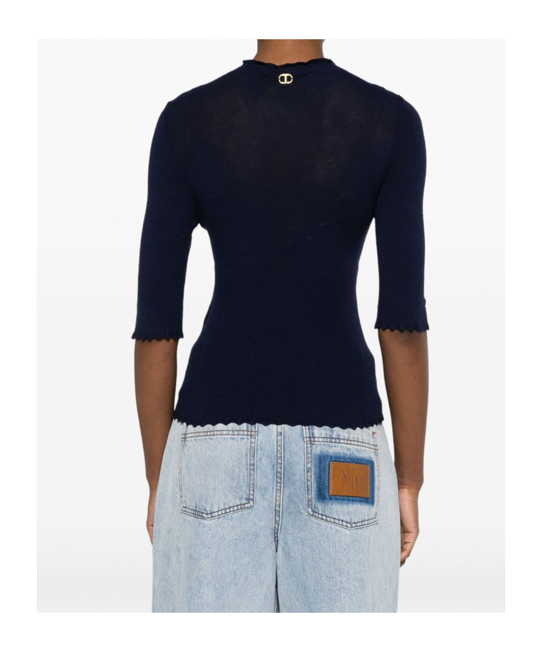 Shop Twinset Pointelle-knit T-shirt