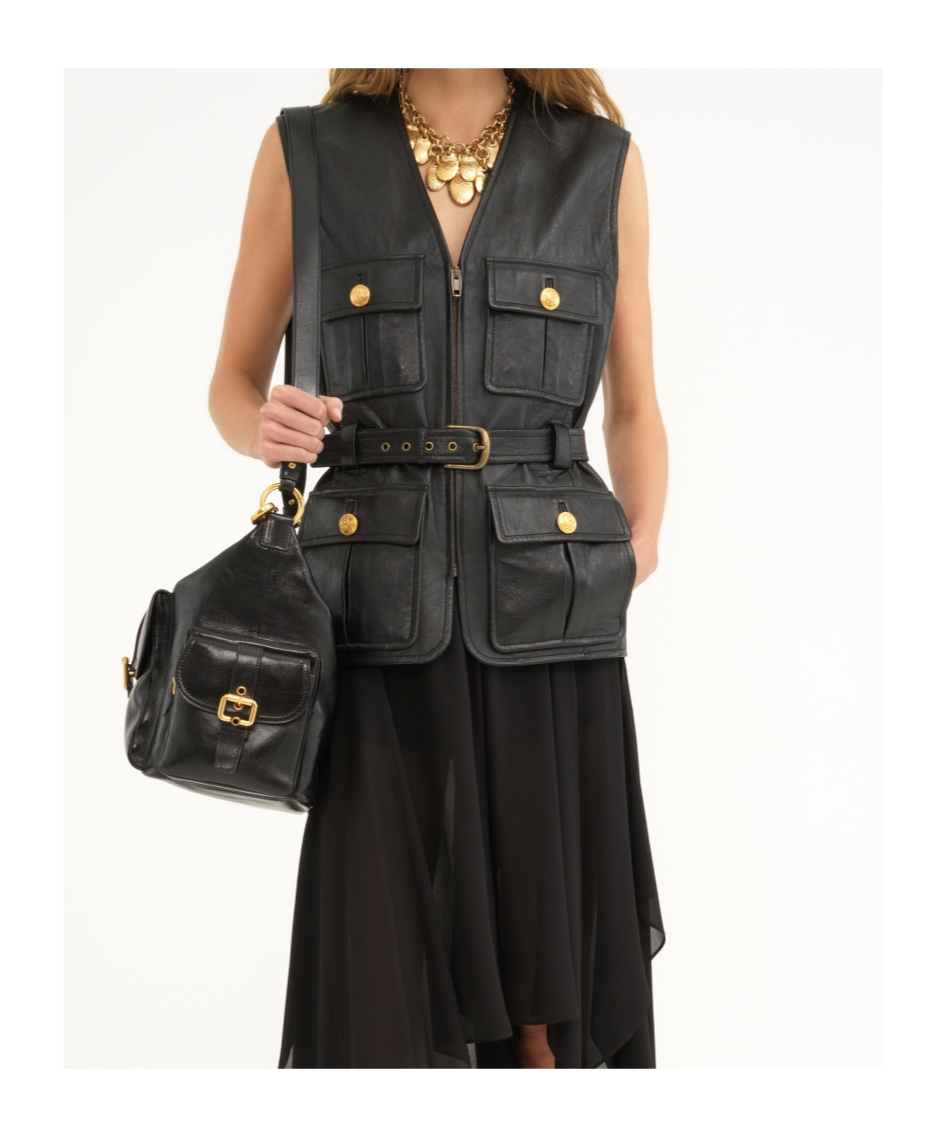 Chloé Belted Waist Vest Jacket In Black