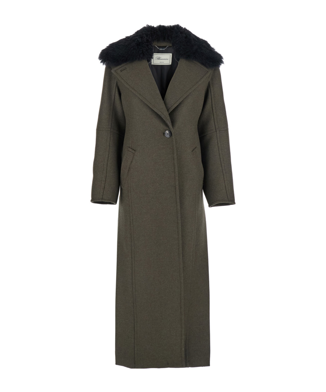 Blumarine Green Coat With Classic Lapels And Removable Collar In Wool Blend Woman