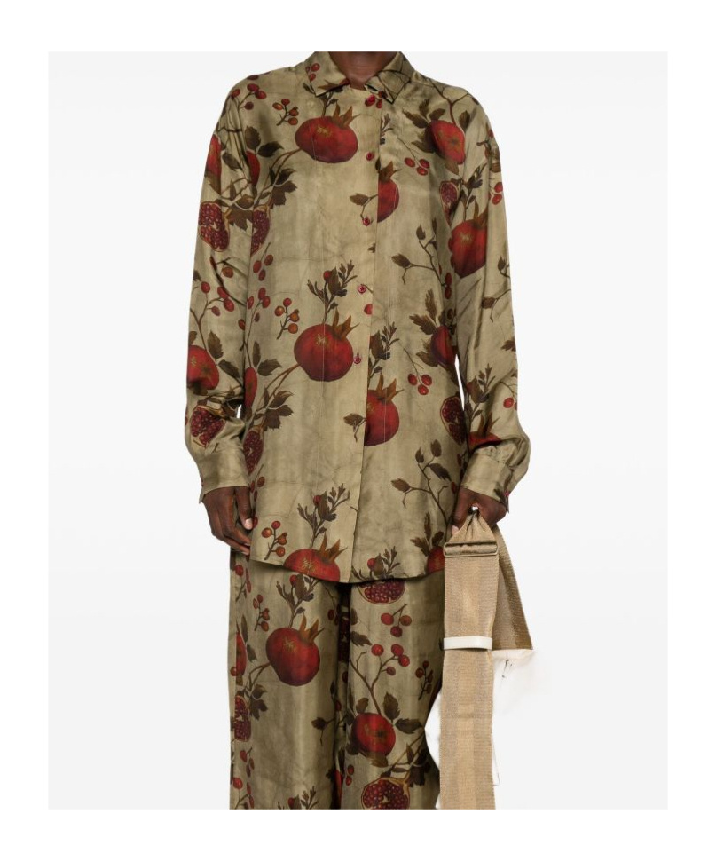 Uma Wang Pomegranate-print Shirt In Brown