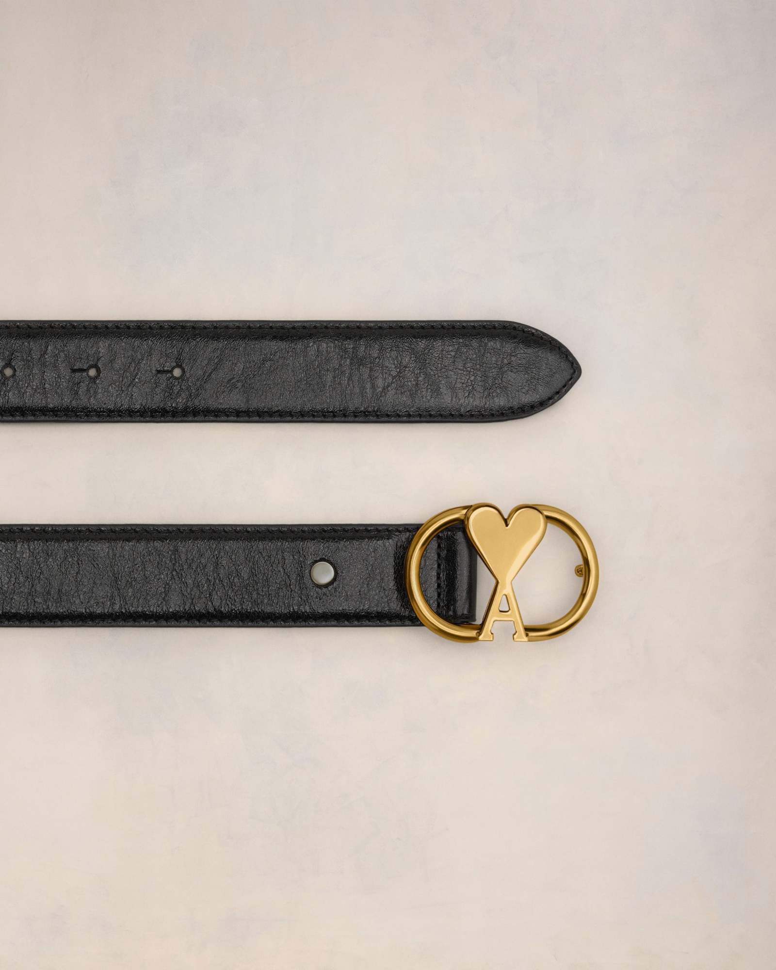 Ami Alexandre Mattiussi Ami De Coeur-buckle Leather Belt In Black