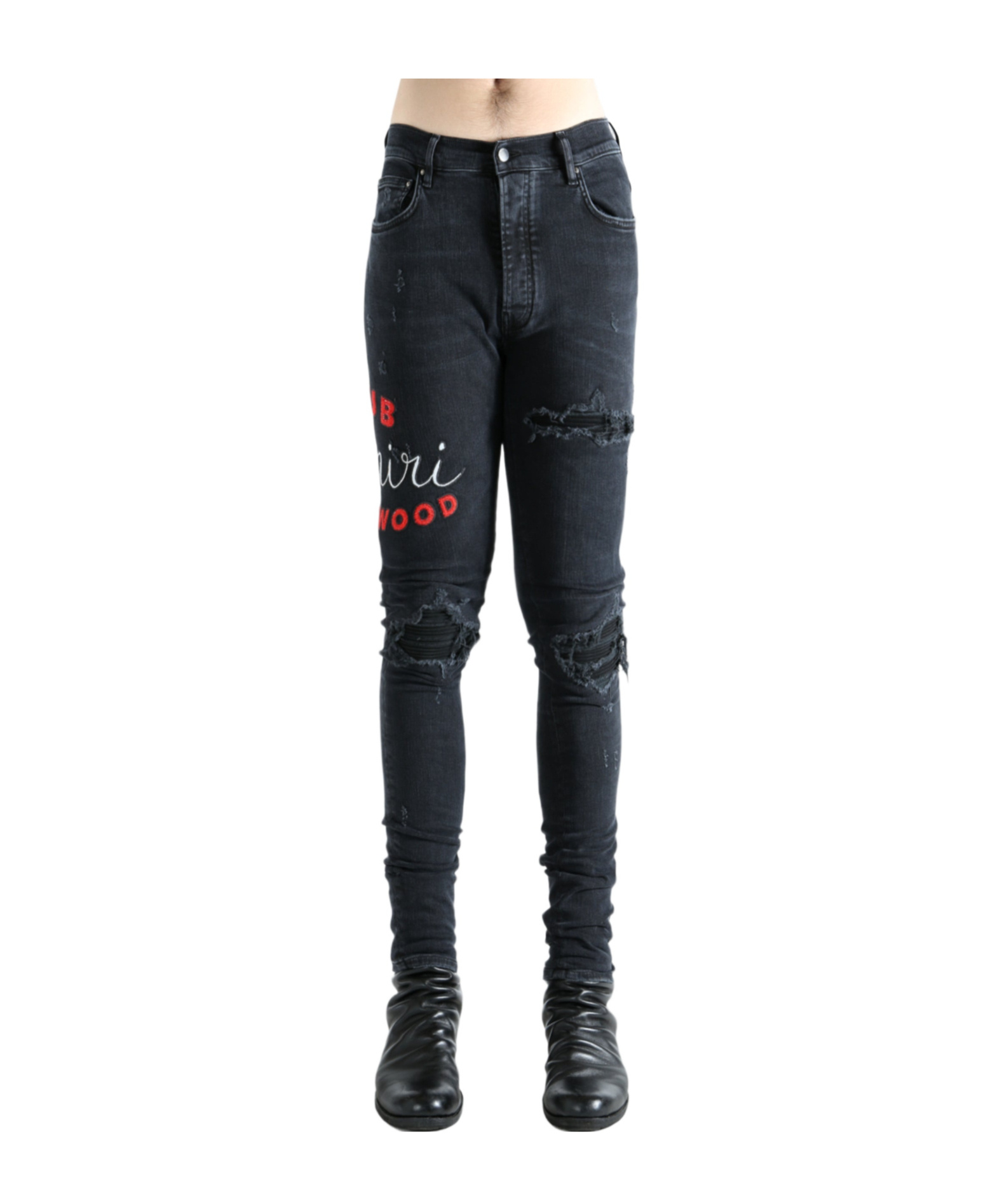 Amiri Casual Trousers With Five Pockets And Embroidery In Black