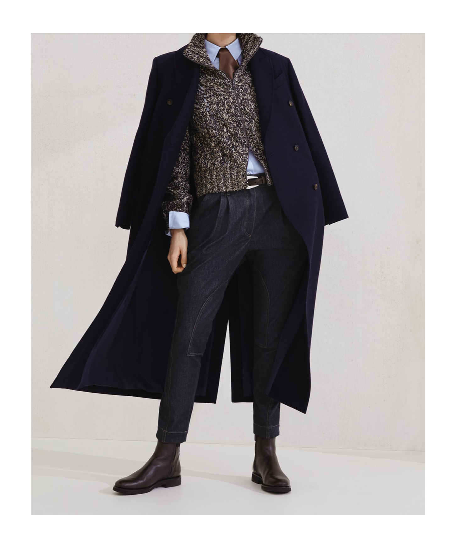 Brunello Cucinelli Comfort No-fade Denim Equestrian Trousers With Monili In Black