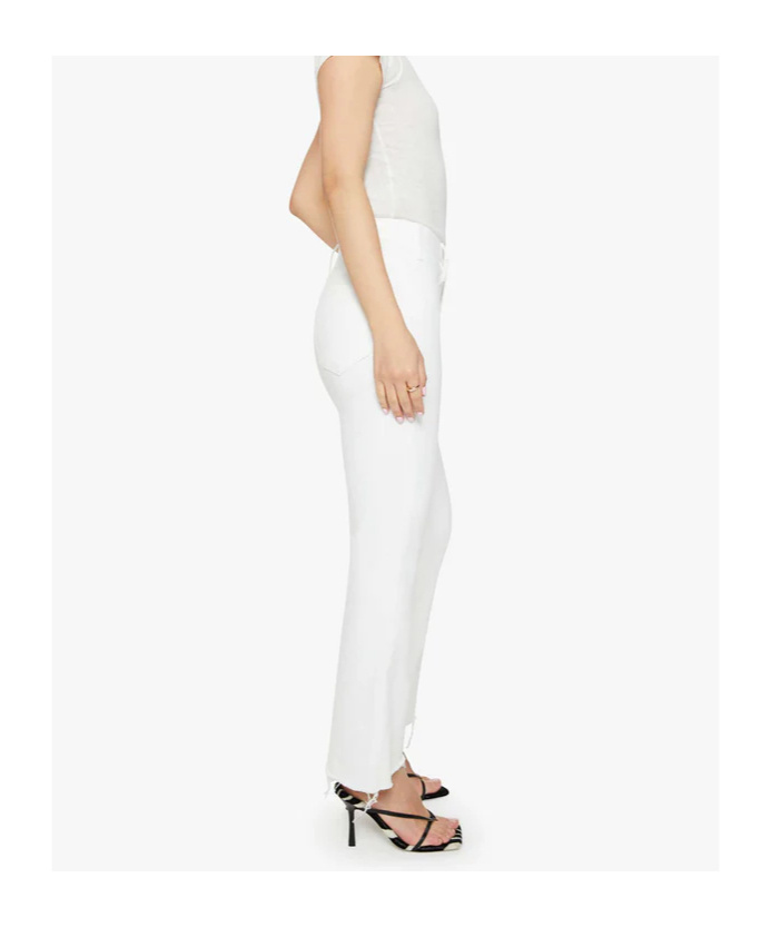 Mother Frayed Detail Trousers In White