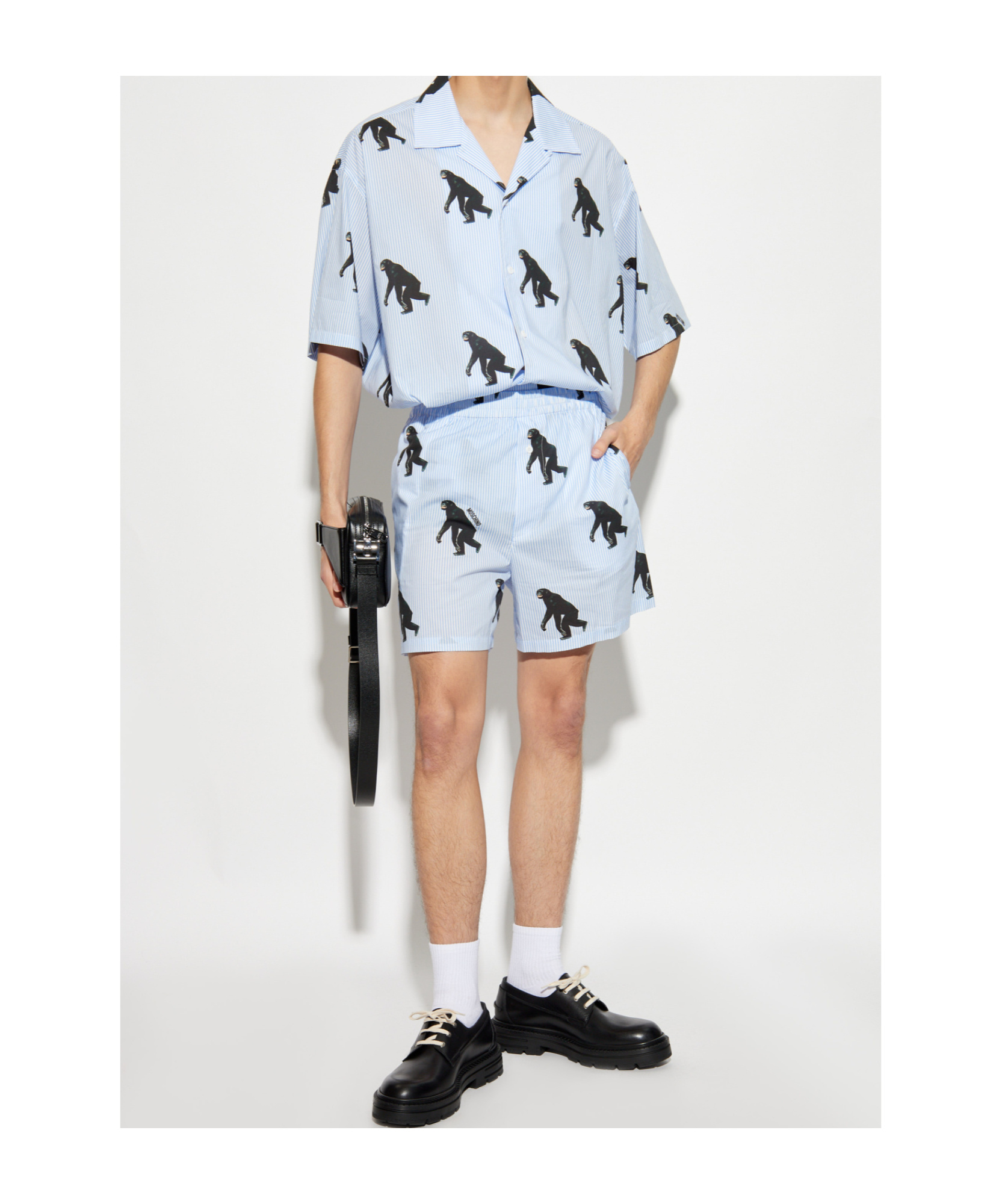 Moschino Elastic Waist Shorts In Blue