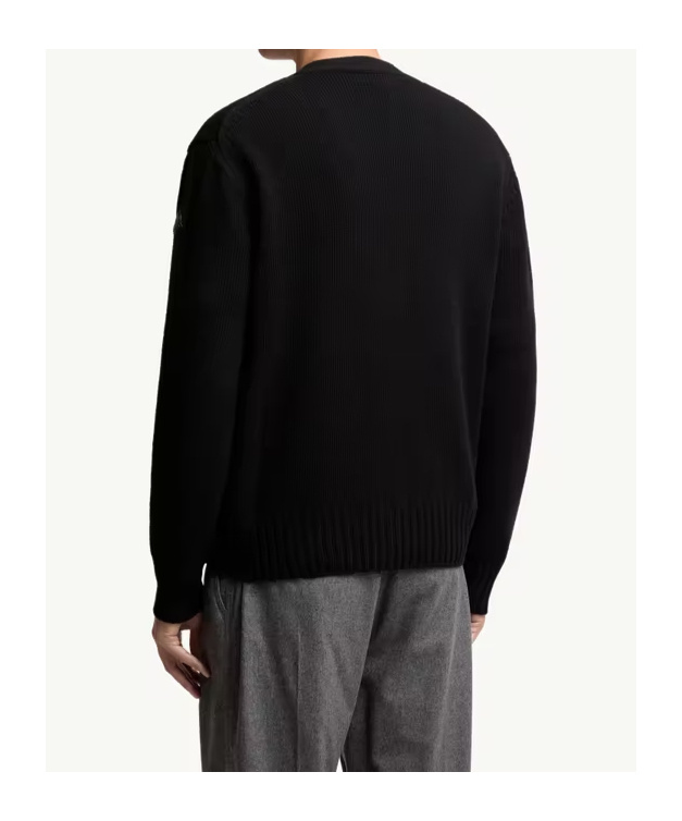 Moncler V-neck Wool Cardigan In Black