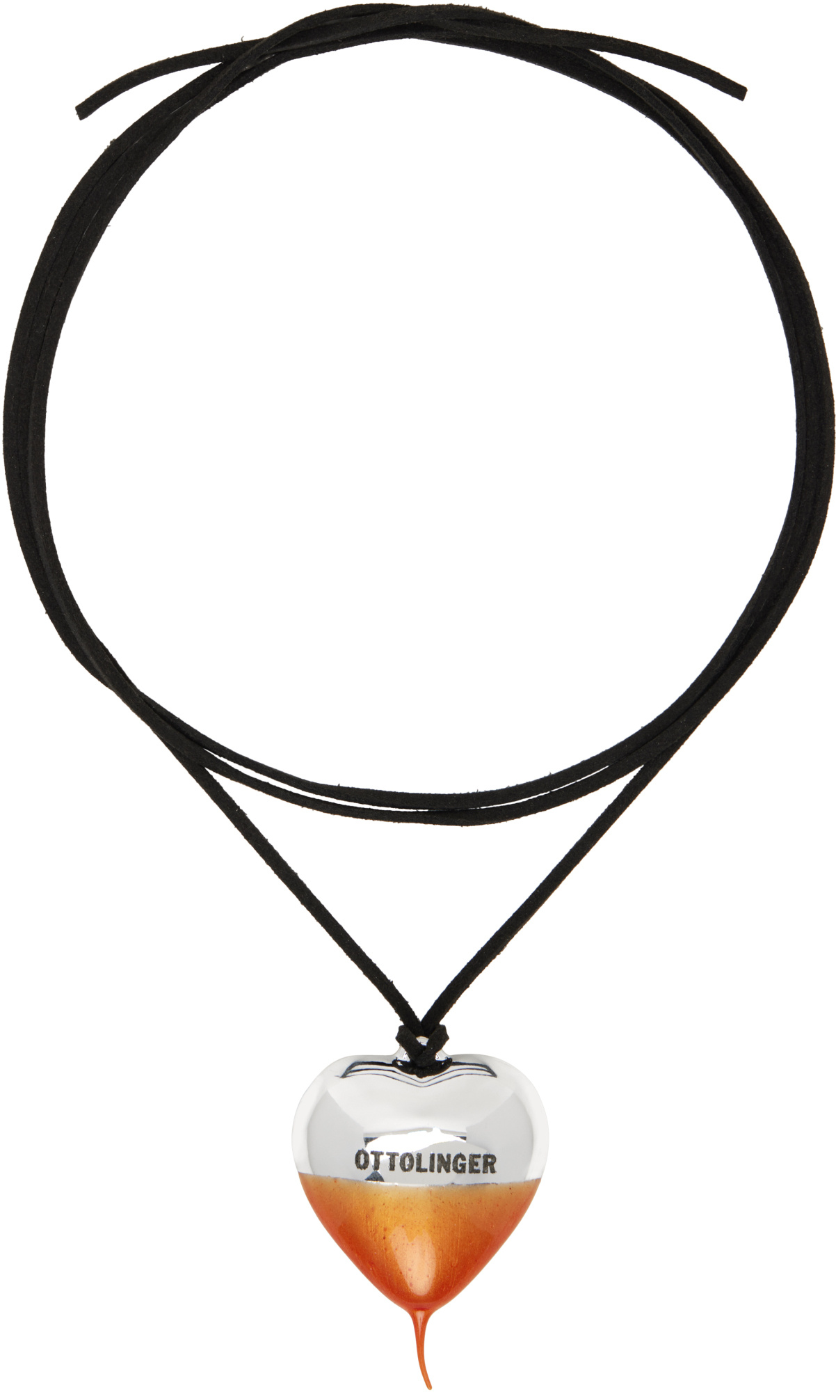 Ottolinger Knotted Heart Necklace In Black