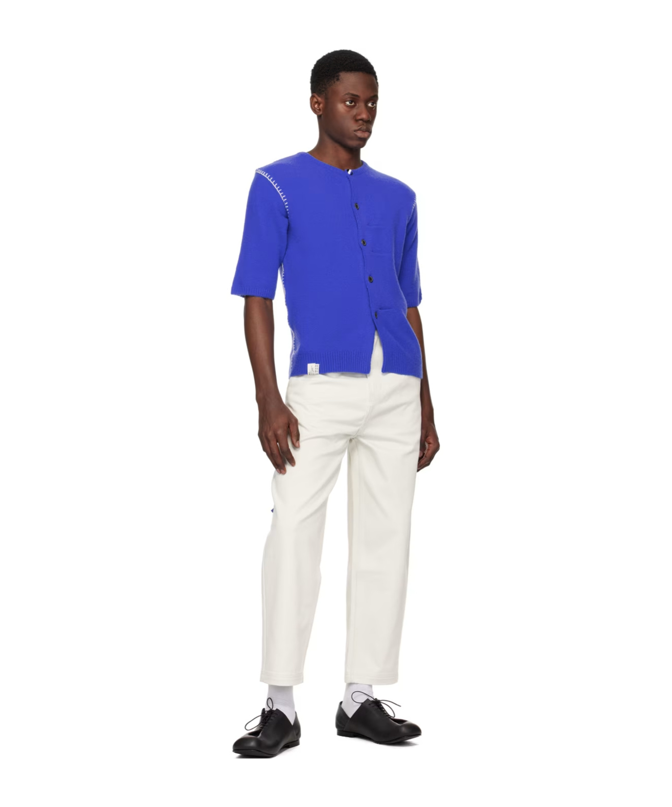 Ader Error Belt Loop Logo Casual Pants In White
