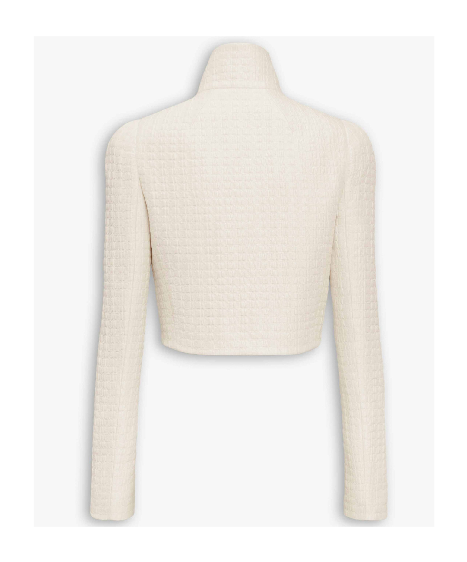 Alaïa Silk Cloqué Cropped Jacket In White