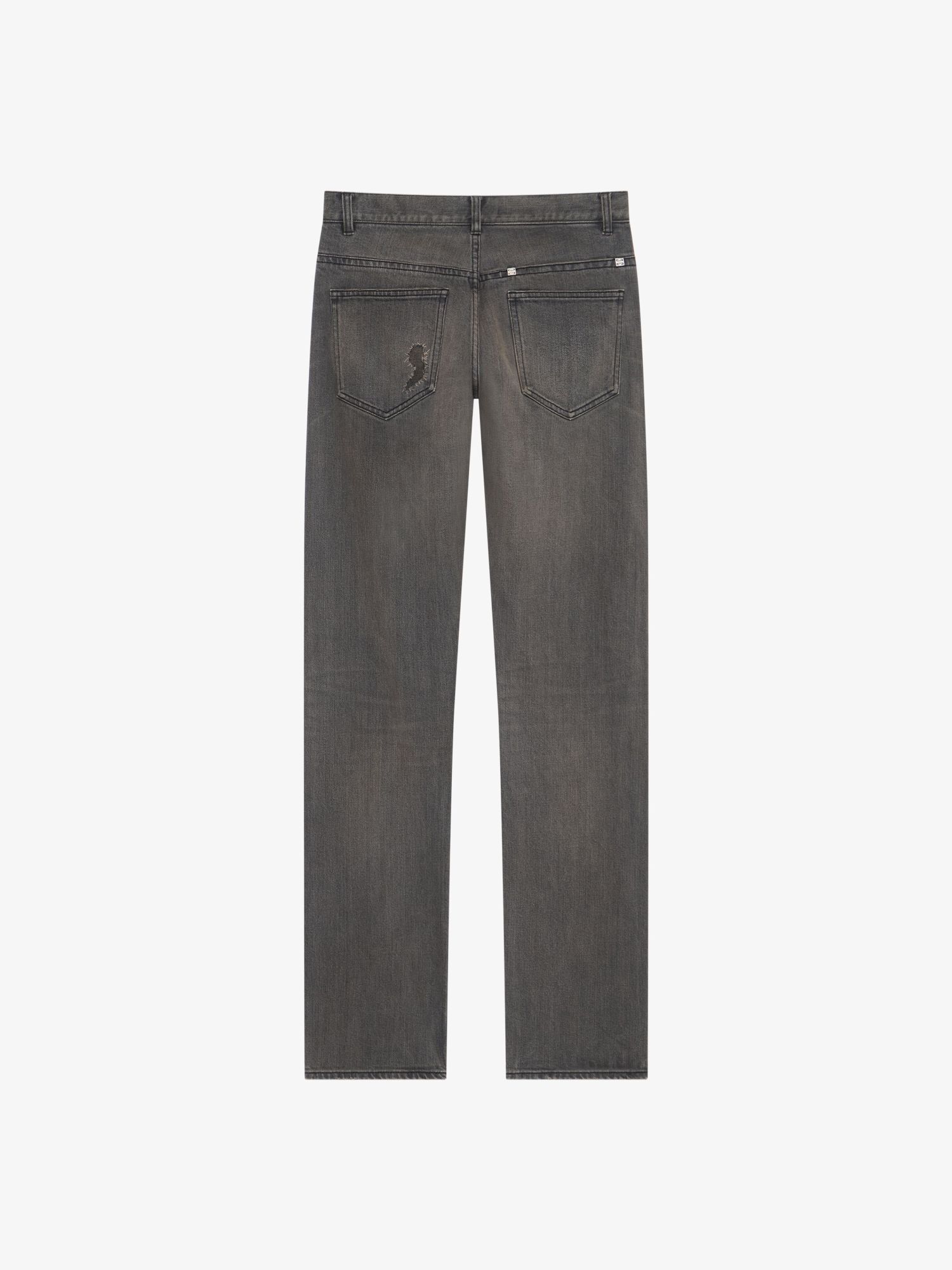 Givenchy Logo-plaque Distressed Straight Jeans In Black