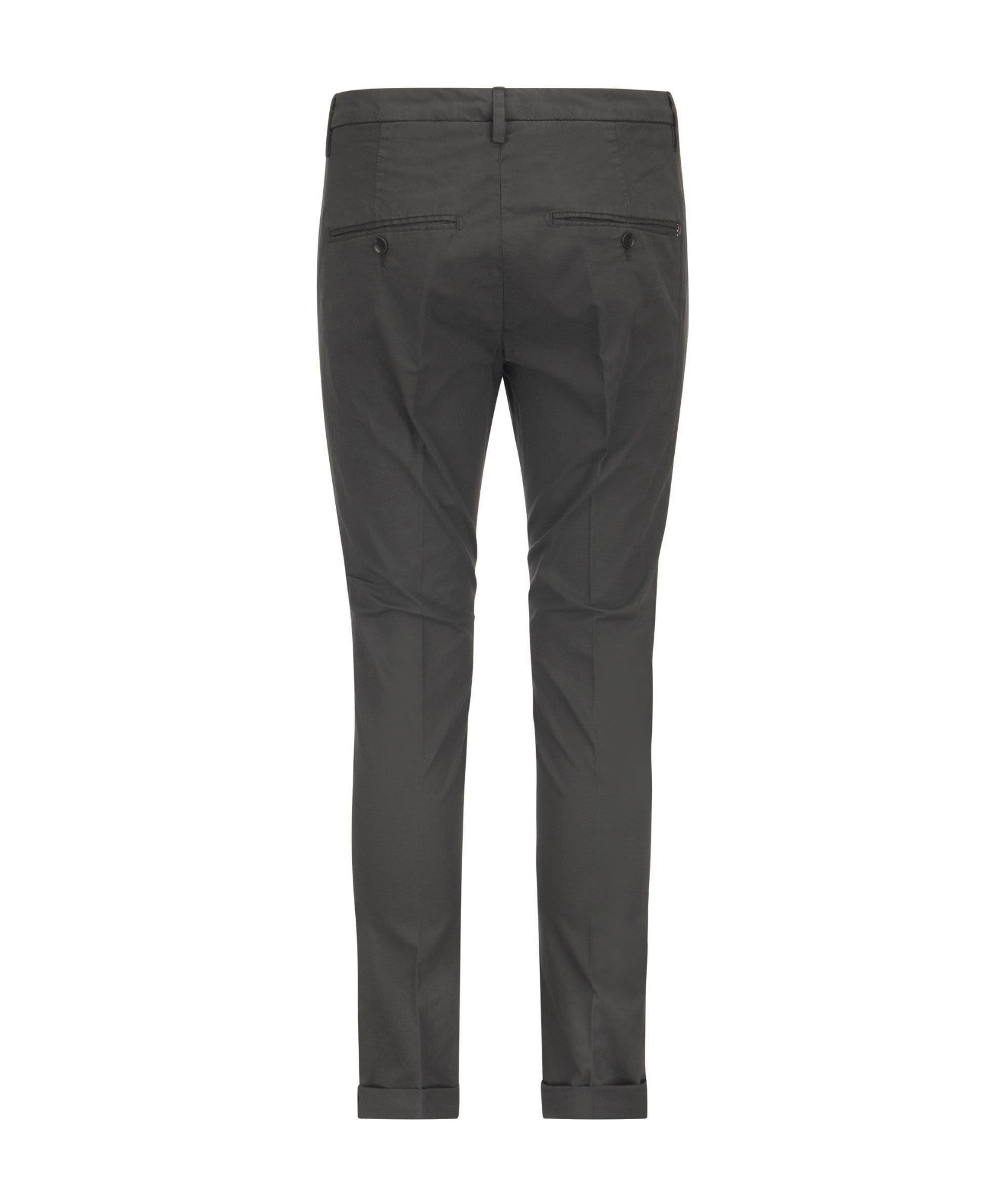 Dondup Cuffed Hem Stretch Cotton Trousers In Black