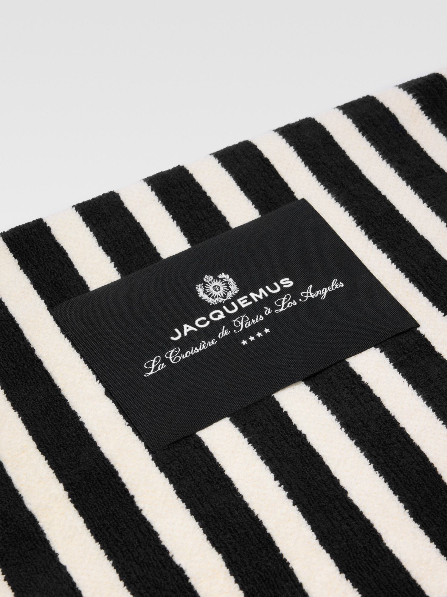 Jacquemus Striped Beach Towel In Black