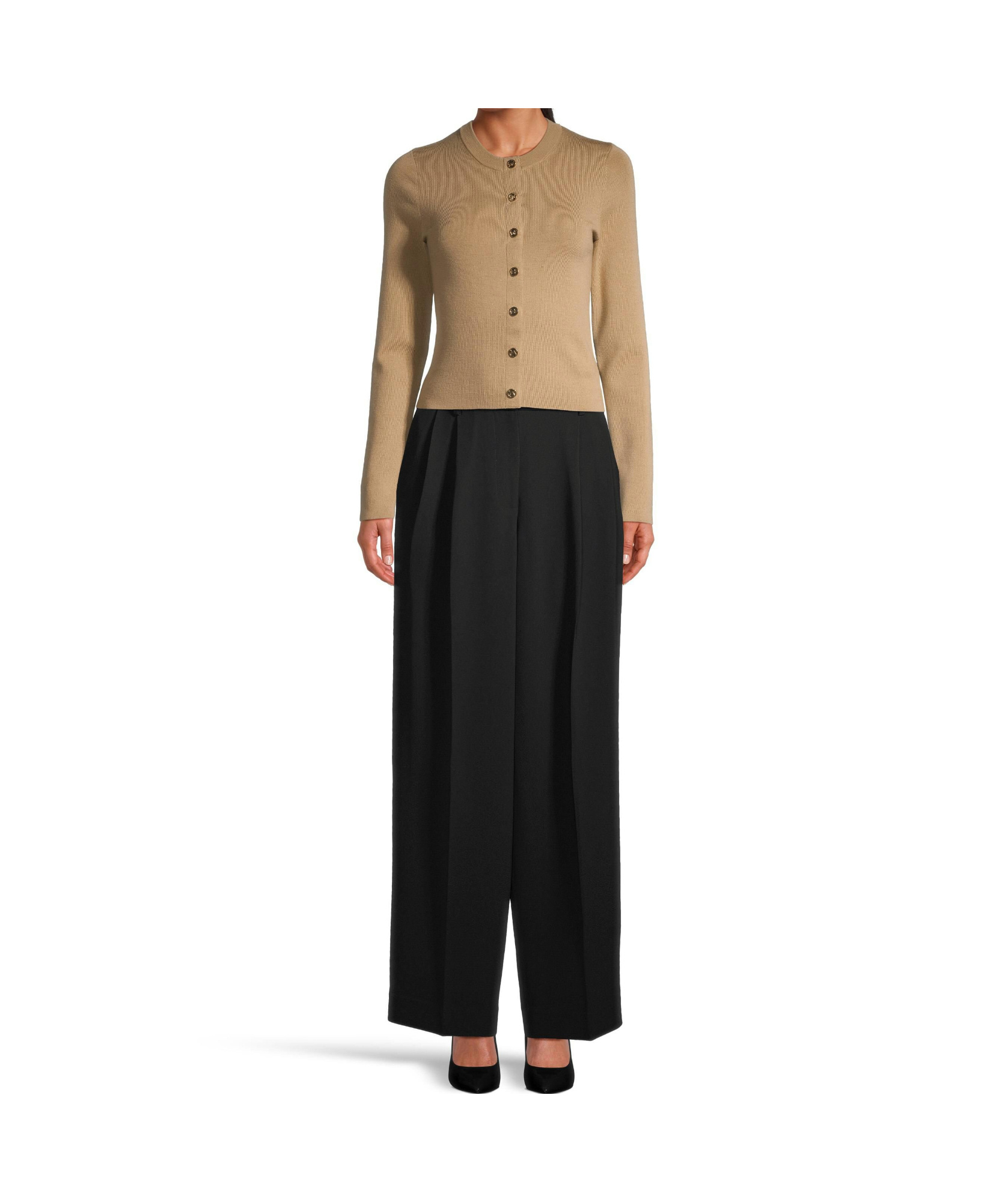 Michael Michael Kors Pleated Wide-leg Pants In Black
