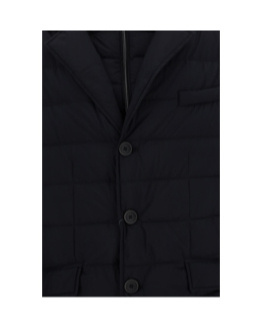 Herno Layered Effect Quilted Coat In Blue