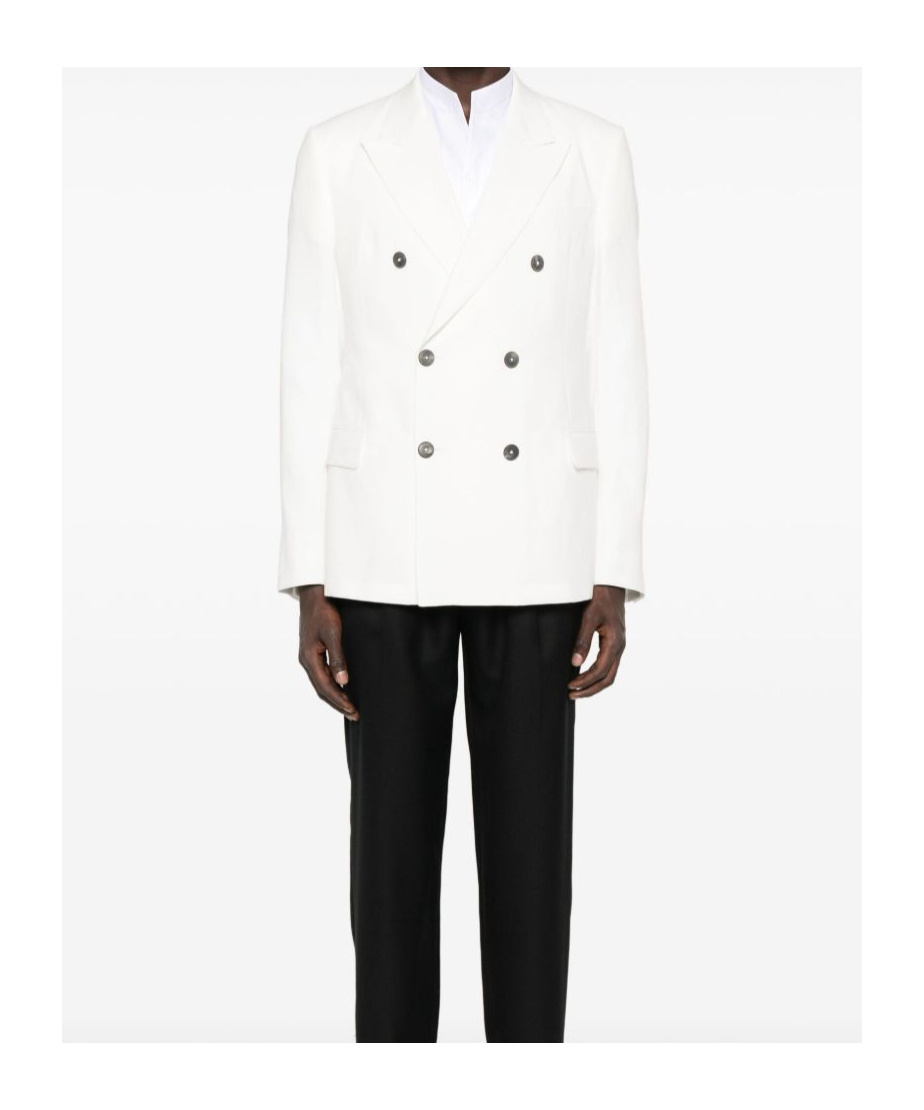 Emporio Armani Double-breasted Blazer Featuring Buttoned Cuffs In White