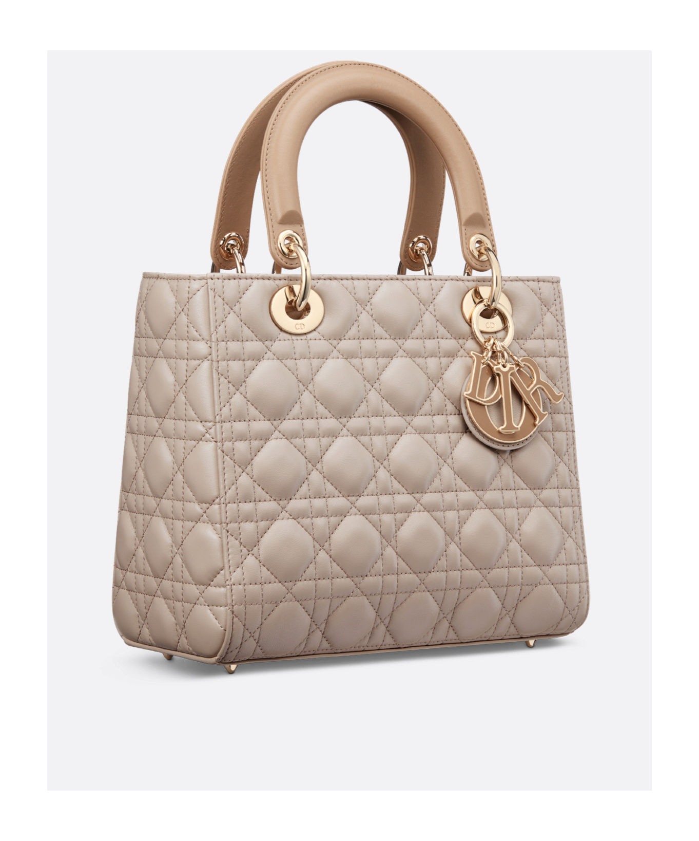 Dior Medium Lady Handbag In Biscuit Color/beige Brown