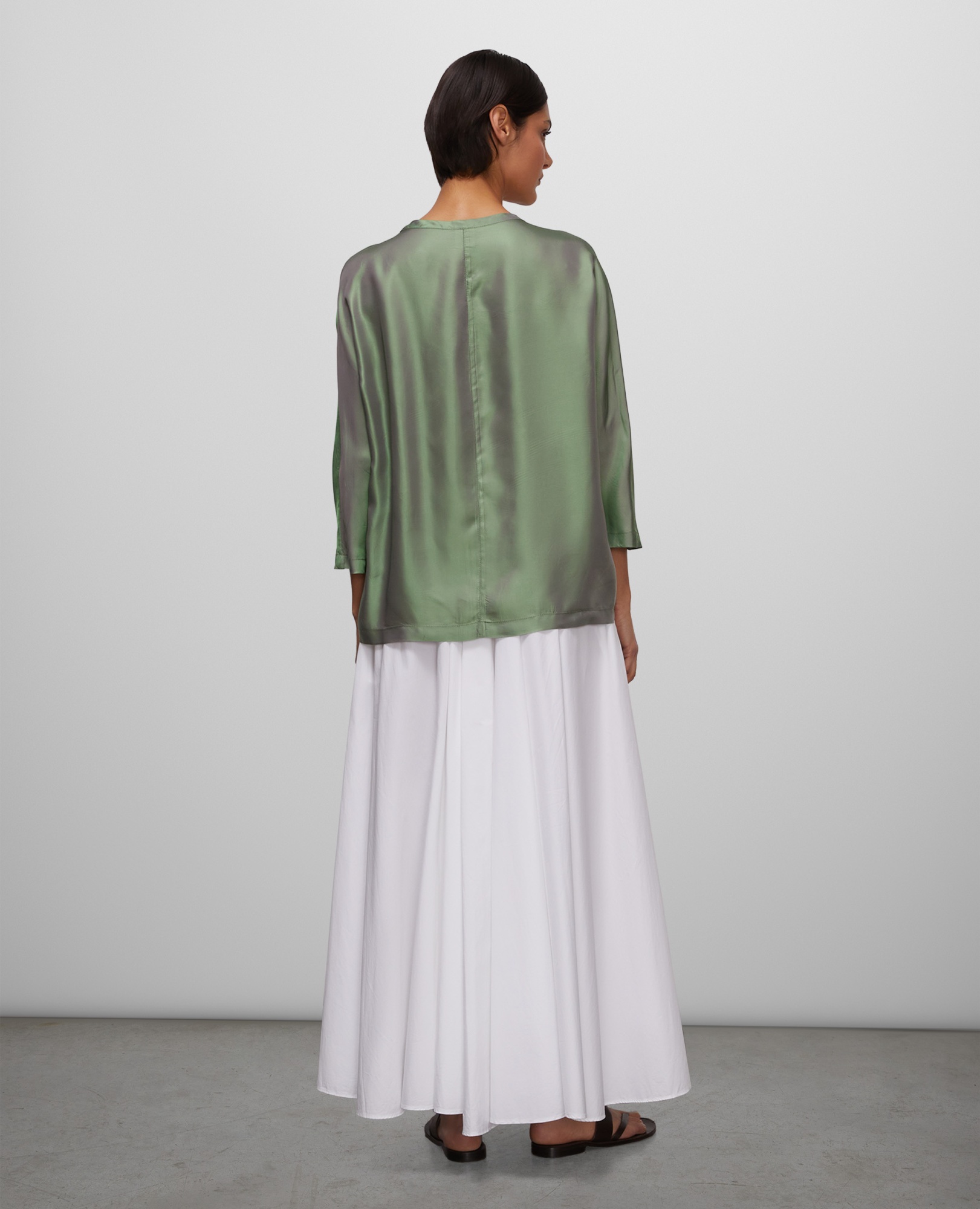 Aspesi Green Viscose Twill Blouse In Gray