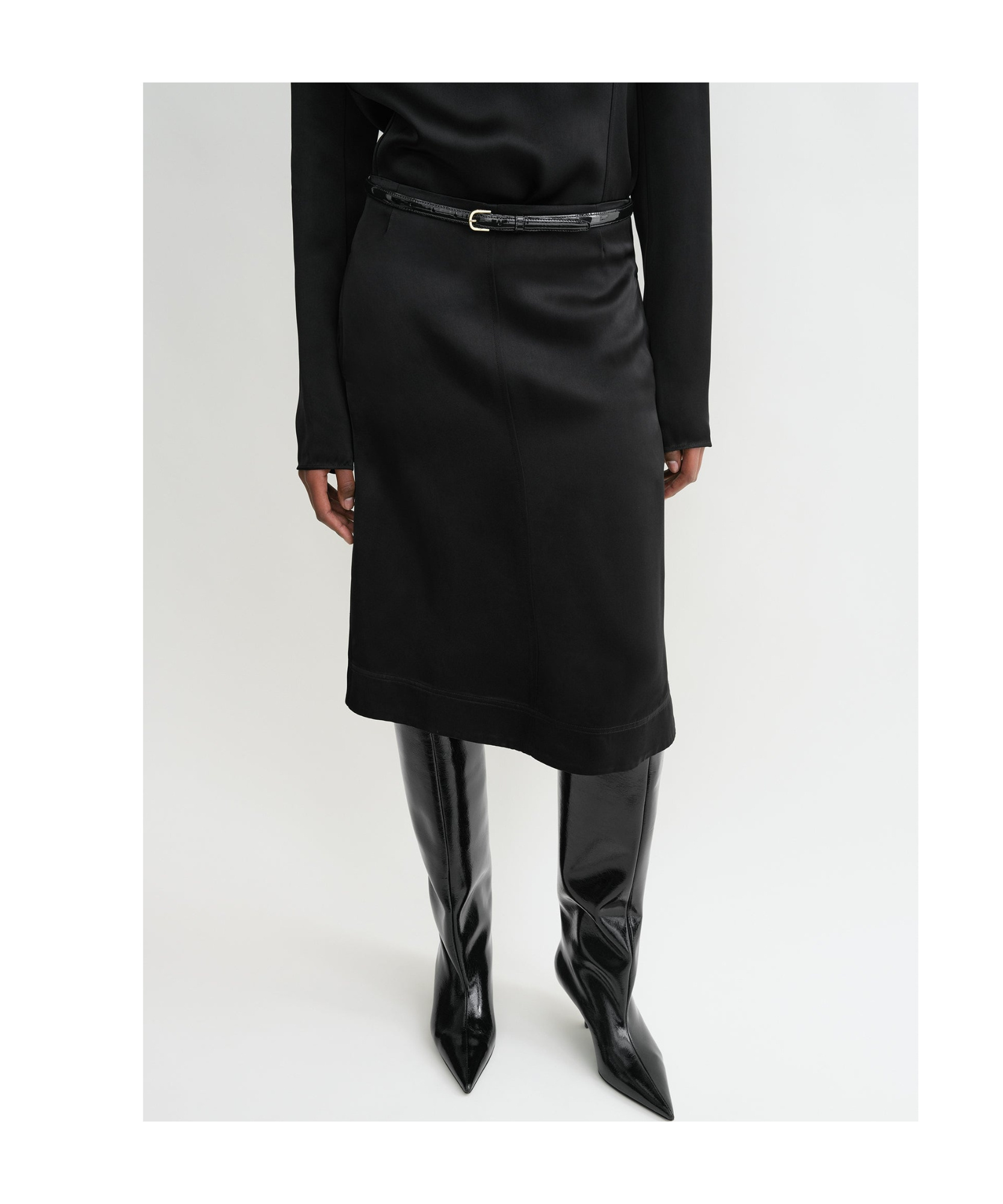 Totême Panelled Satin Midi Skirt In Black