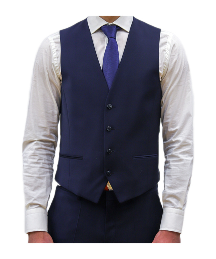 Hugo Boss Button-down Waistcoat In Blue
