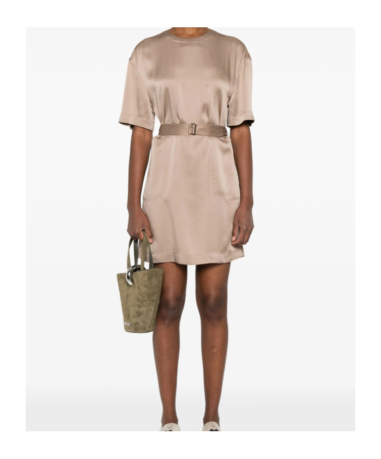 Brunello Cucinelli Belted Mini Dress In Brown