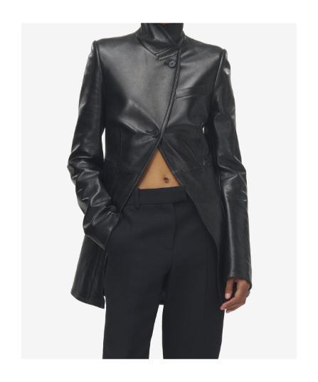 Alexander Mcqueen Women's Cutaway Leather Jacket In Black In Black