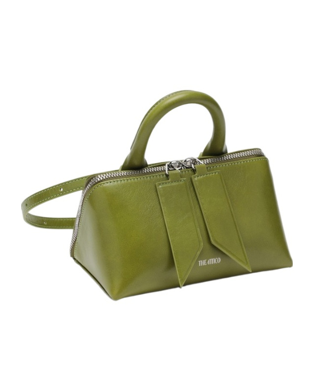 Attico Mini Friday Leather Top Handle Bag In Green