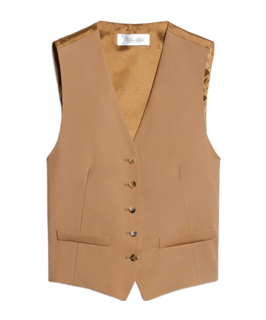 Max Mara Zuai Wool Canvas Waistcoat Camel In Nude