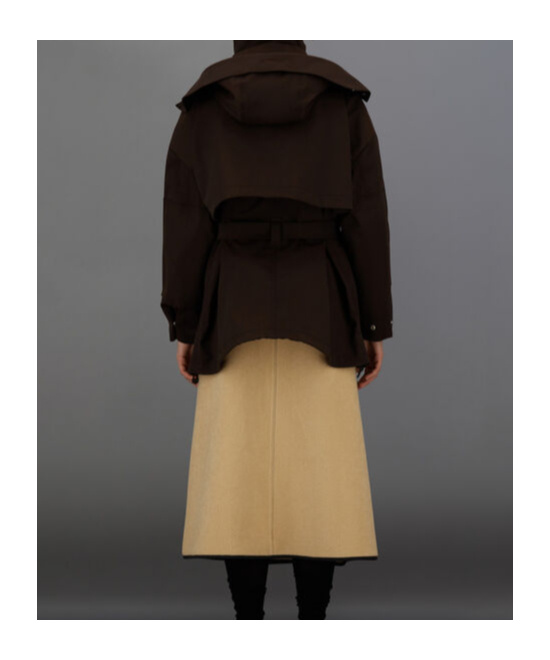 Herno Hooded Belted Jacket In Brown