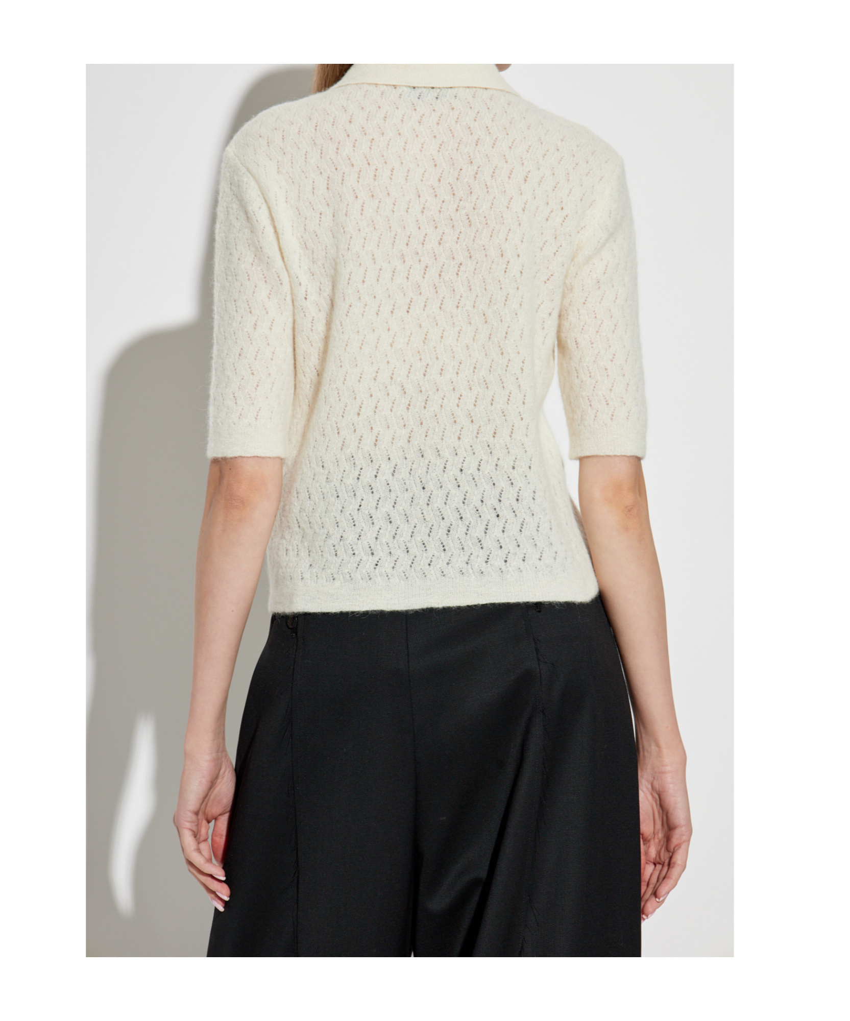 Officine Generale Button-down Knitted Polo Shirt In Neutral
