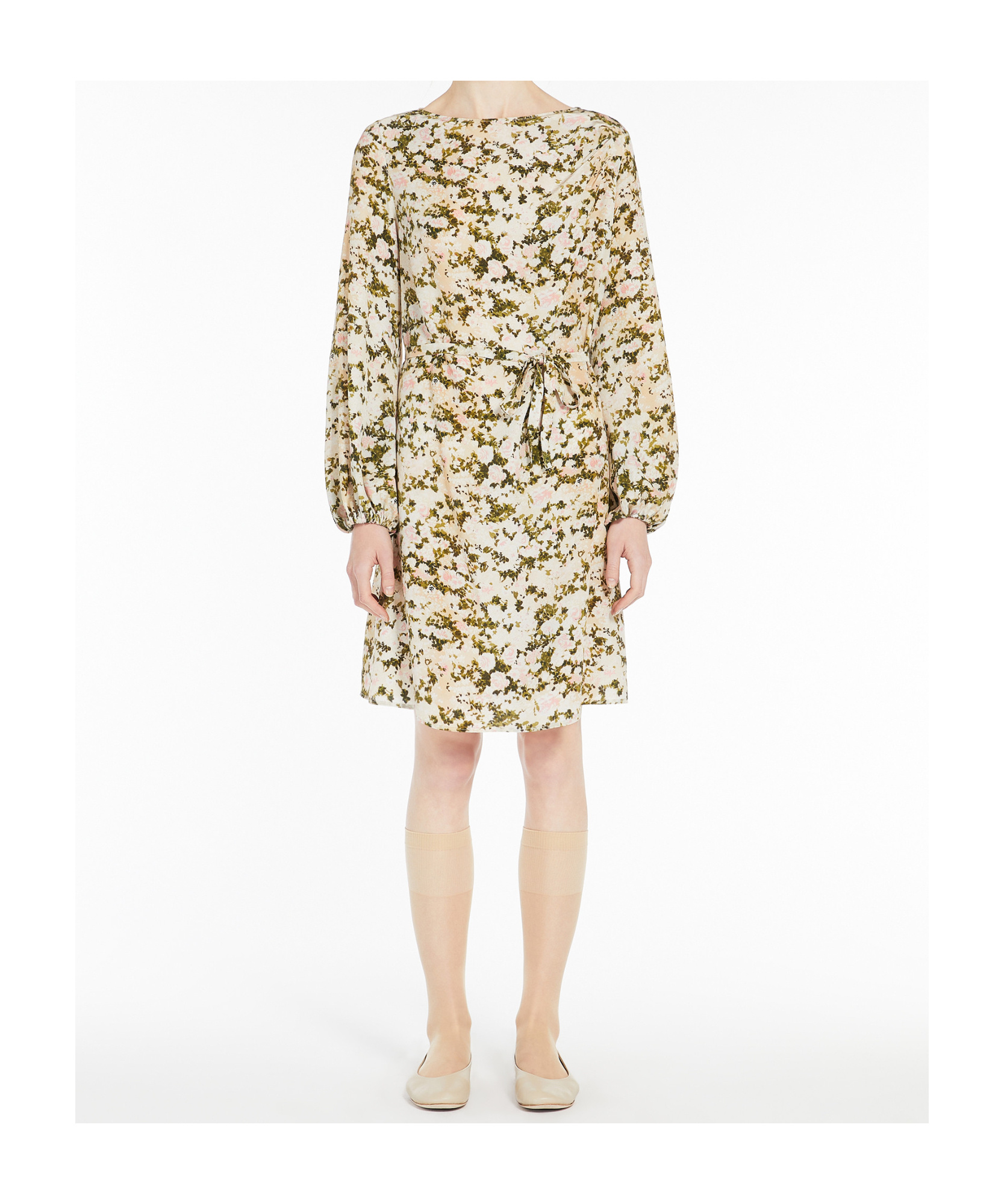 Weekend Max Mara Silk Crepe Chine Dress In Nude