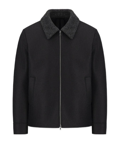 Harris Wharf London Wool Jacket With Zip And Collar In Black