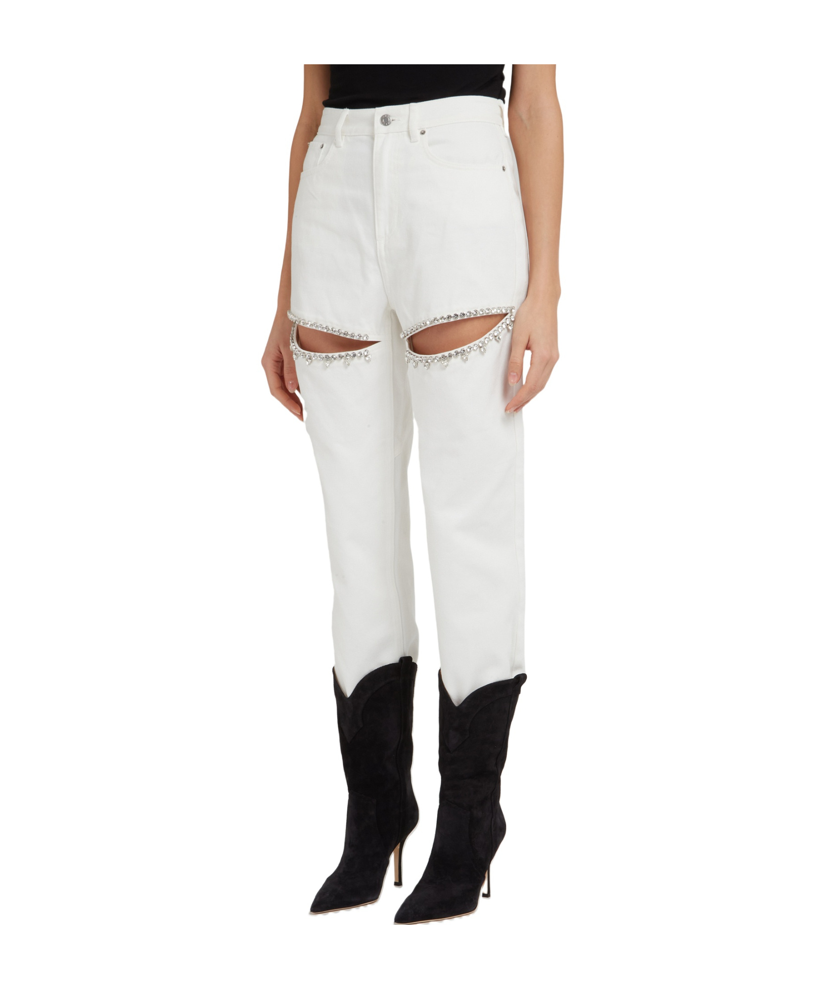 Shop Area Crystal-embellished Jeans In White