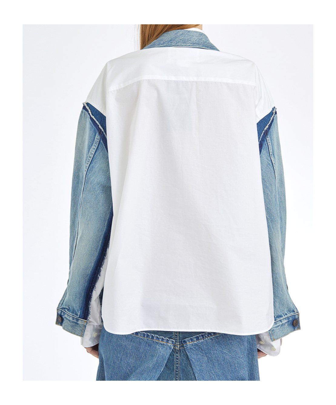 Junya Watanabe Double-layer Denim Front Shirt Jacket In Blue