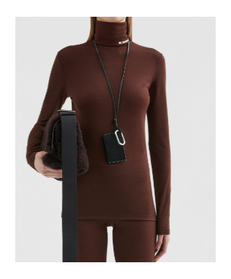 Jil Sander Brown Lightweight Wool Blend High-neck T-shirt In Brown